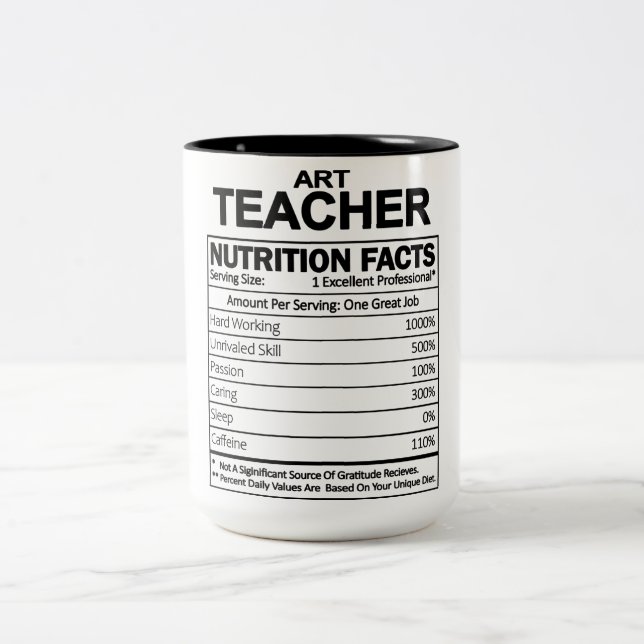 Funny Art Teacher Nutrition Facts  Two-Tone Coffee Mug (Center)