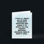 Funny Artificial Intelligence Brother Birthday  Card<br><div class="desc">Capture the essence of your brotherly relationship with this sarcastic A.I. generated birthday message! This card is a masterpiece of backhanded humour,  crafted for those wonderful brothers who drive you crazy yet make you smile.</div>