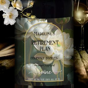 Funny Artistic Floral Retirement Wine Label