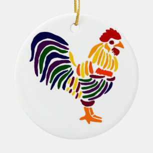 Funny Artistic Rooster Ceramic Tree Decoration