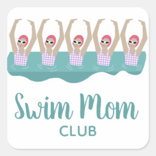 Funny Artistic Synchro Swimming Swimmers Swim Mum Square Sticker