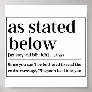 Funny As stated below definition Poster
