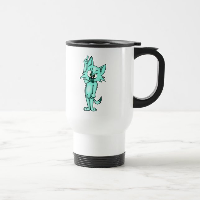 Funny Assertive Cartoon Cat Travel Mug (Right)
