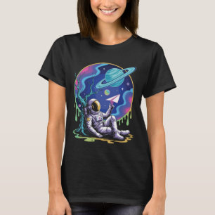 Funny Astronaut And Paper Aeroplane Graffiti Style T-Shirt