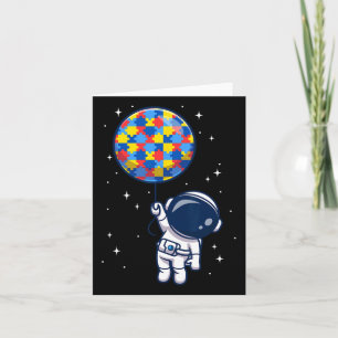 Funny Astronaut Bylloon Autism Awareness Space Lov Card