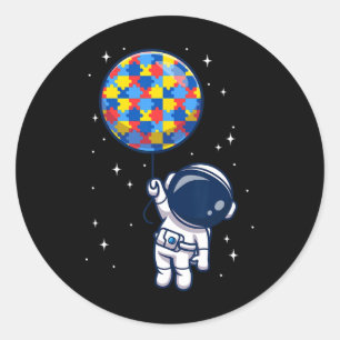 Funny Astronaut Bylloon Autism Awareness Space Lov Classic Round Sticker