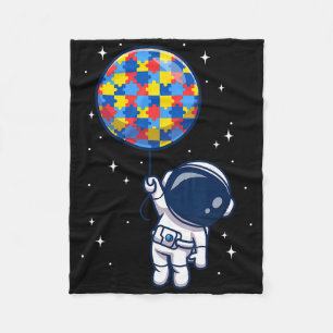 Funny Astronaut Bylloon Autism Awareness Space Lov Fleece Blanket