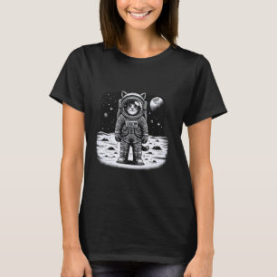 Funny Astronaut Cat Space Cat on the Moon Kitten K T-Shirt