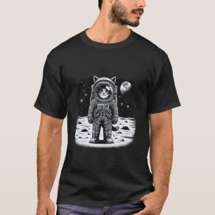 Funny Astronaut Cat Space Cat on the Moon Kitten K T-Shirt