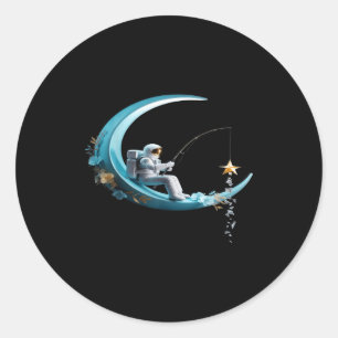 Funny Astronaut Christmas Floral Chinoiserie Space Classic Round Sticker