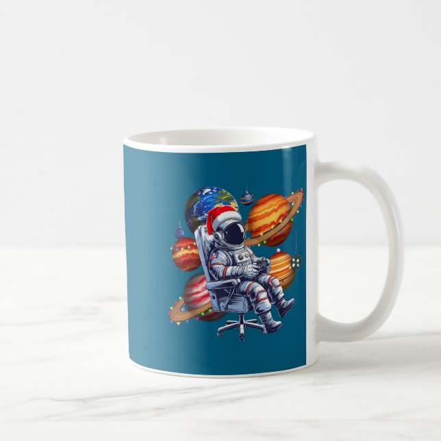 Funny Astronaut Christmas Space Lights Santa Hat P Coffee Mug (Right)