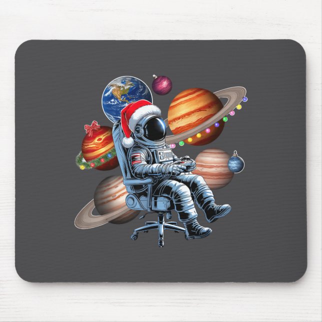 Funny Astronaut Christmas Space Lights Santa Hat P Mouse Mat (Front)