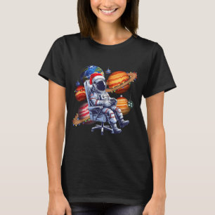 Funny Astronaut Christmas Space Lights Santa Hat P T-Shirt