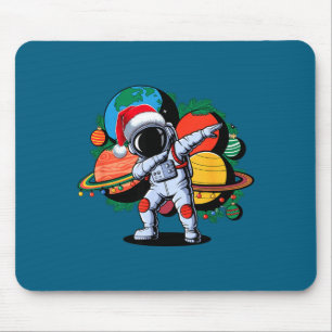 Funny Astronaut Christmas Space Planets Santa Hat  Mouse Mat