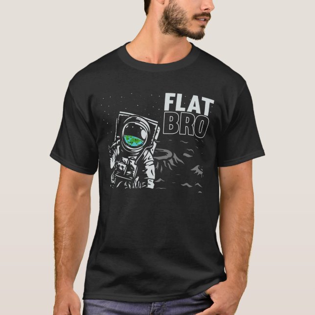 Funny Astronaut Flat Earth Conspiracy Theory Humou T-Shirt (Front)