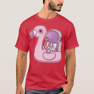 Funny Astronaut g On Pink Flamingo Pool Float T-Shirt