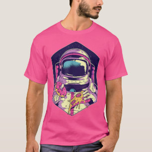 Funny Astronaut holding pizza and Doughnut Funny p T-Shirt