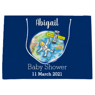 Funny astronaut in space and earth cartoon large gift bag