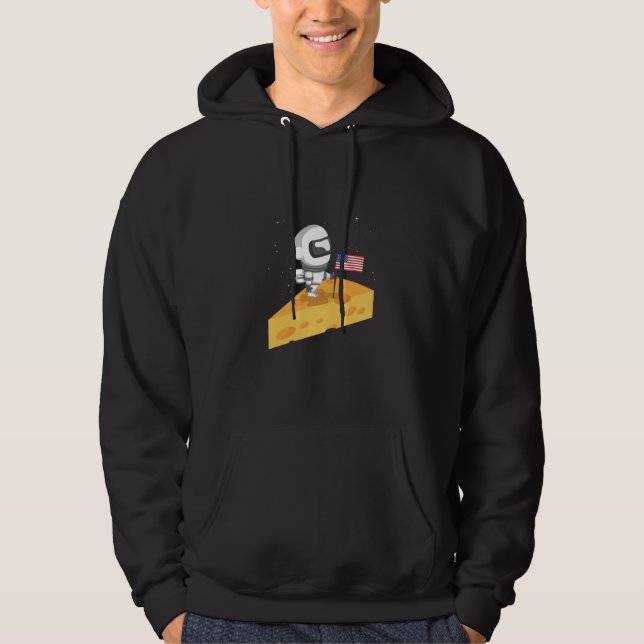 Funny Astronaut Moon Landing Cheese design Space P Hoodie (Front)