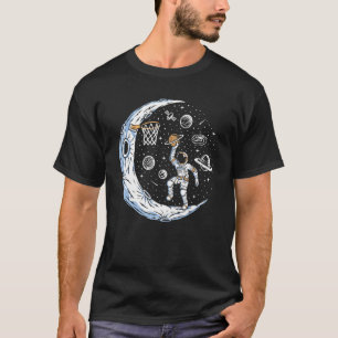Funny Astronaut On The Moon Play Basketball Space T-Shirt