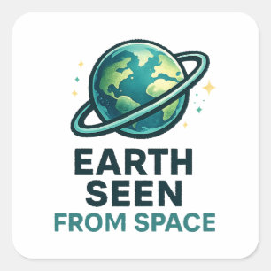 Funny Astronaut Planets Square Sticker