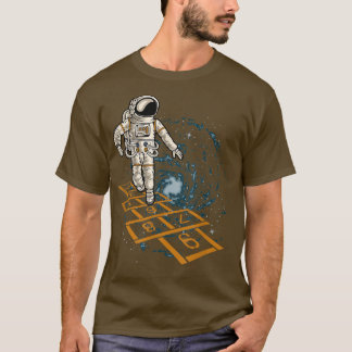 Funny Astronaut Plays One To Nine Squares game in T-Shirt