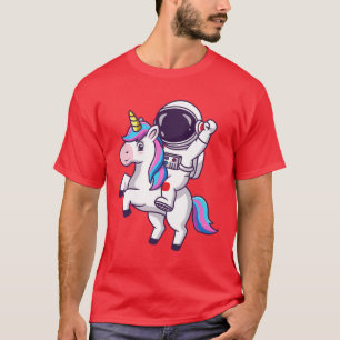 Funny Astronaut Riding Unicorn Graphic Tee Space