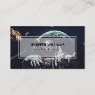 Funny Astronaut Shorthair Cat in Space             Business Card