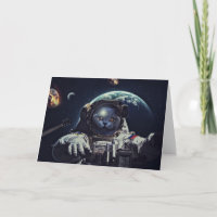 Funny Astronaut Shorthair Cat in Space