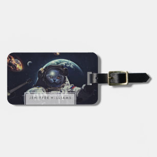 Funny Astronaut Shorthair Cat in Space             Luggage Tag