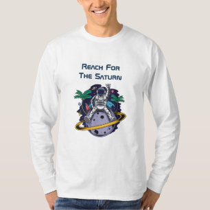 Funny Astronaut Sitting On Saturn T-Shirt