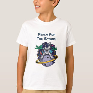 Funny Astronaut Sitting On Saturn  T-Shirt