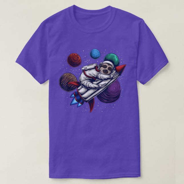 Funny Astronaut Sloth In Outer Space Sleeping Rock T-Shirt (Design Front)