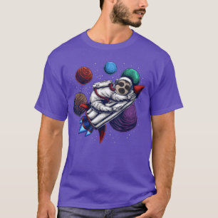 Funny Astronaut Sloth In Outer Space Sleeping Rock T-Shirt