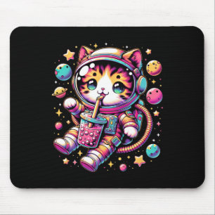 Funny Astronaut Space Kawaii Boba Tea Cat  Mouse Mat