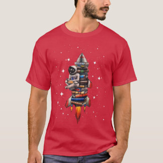 Funny Astronaut Space Read Books Spaceman Book Lov T-Shirt