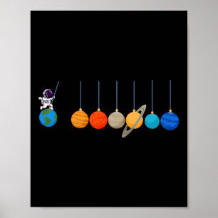 Funny Astronaut Swing Planets Space Science Mens B Poster