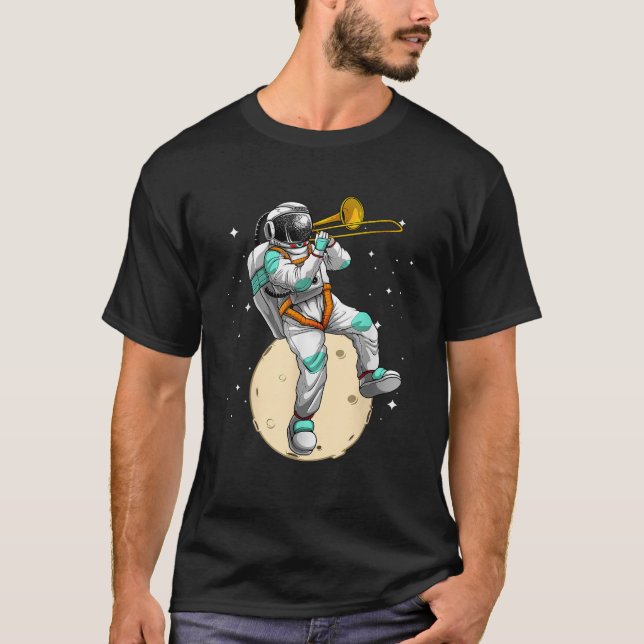 Funny Astronaut Trombone Art For Men Women Trombon T-Shirt (Front)