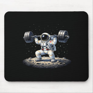 Funny astronaut weightlifting space fitness gym mouse mat