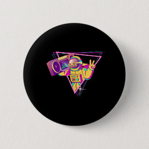 Funny Astronaut With Boombox Disco Dancer 70s Disc 6 Cm Round Badge