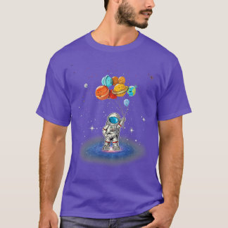 Funny Astronaut With Planets In Hand For Men Women T-Shirt