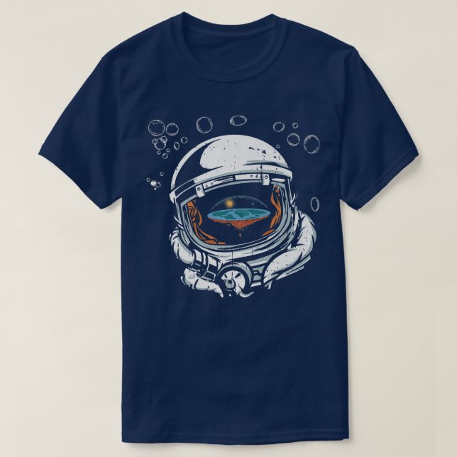 Funny Astronauts With Air Bubbles Conspiracy Flat  T-Shirt (Design Front)