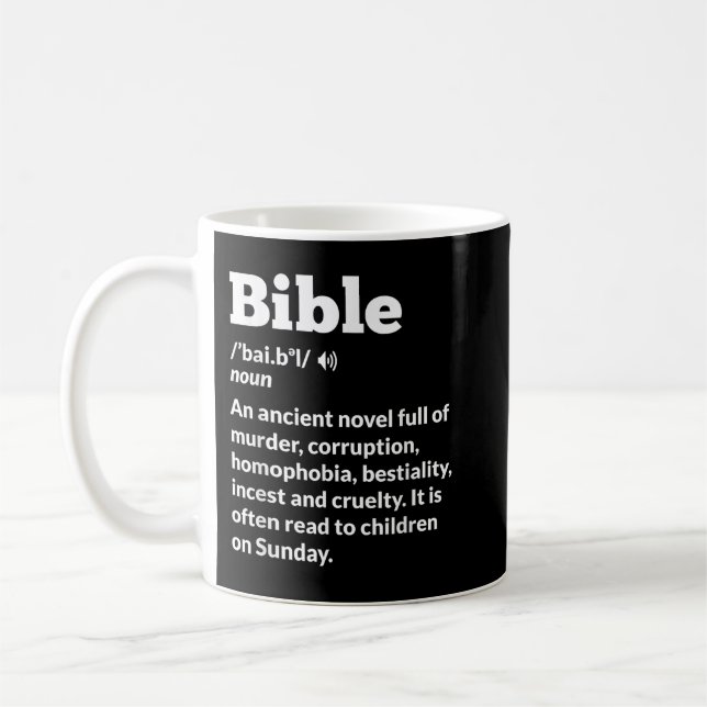 Funny Atheist Anti-Religion Atheism Bible  Coffee Mug (Left)