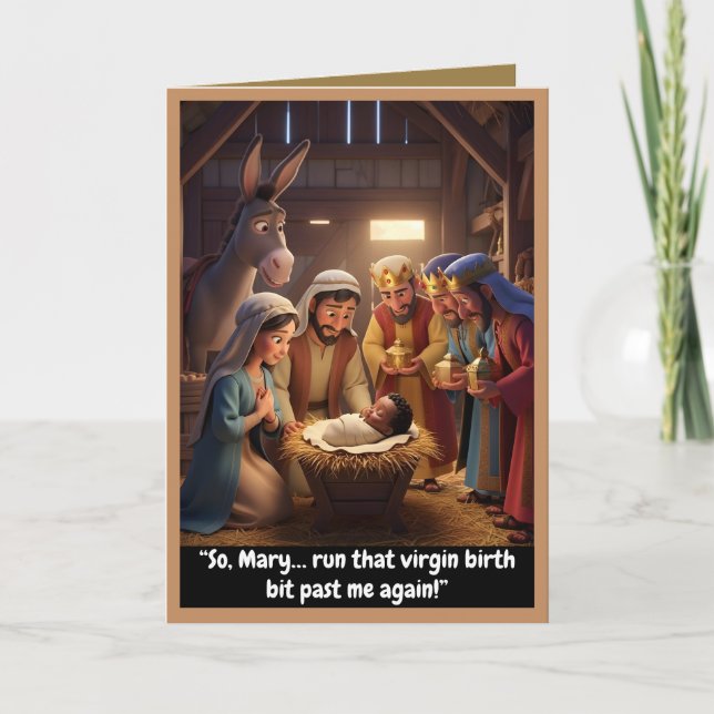 Funny atheist card, virgin birth theme card (Front)