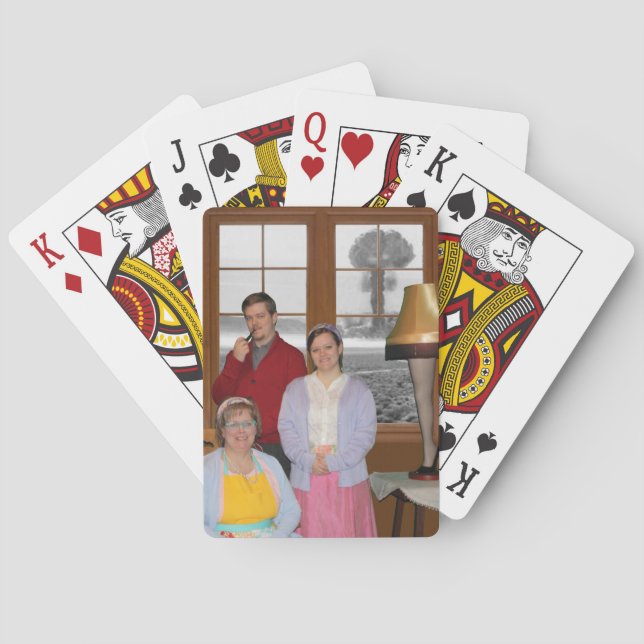 Funny Atomic Family Christmas Playing Cards (Back)