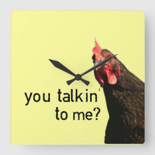 Funny Attitude Chicken Square Wall Clock