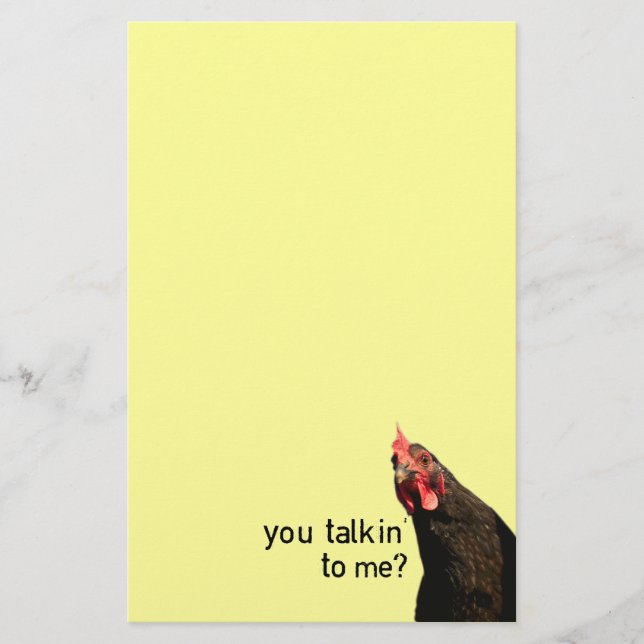 Funny Attitude Chicken - you talkin to me? Stationery (Front)