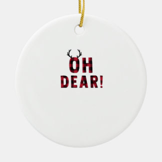 Funny Attitude Oh Dear Plaid Deer Creative Design Ceramic Tree Decoration
