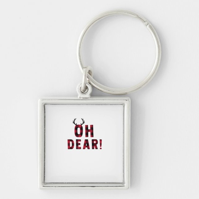 Funny Attitude Oh Dear Plaid Deer Creative Design  Key Ring (Front)