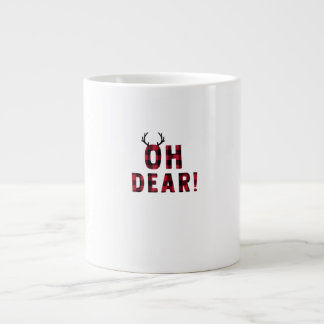 Funny Attitude Oh Dear Plaid Deer Creative Design  Large Coffee Mug
